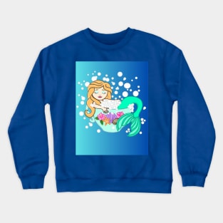 Teacup  Mermaid (blue ombré) Crewneck Sweatshirt